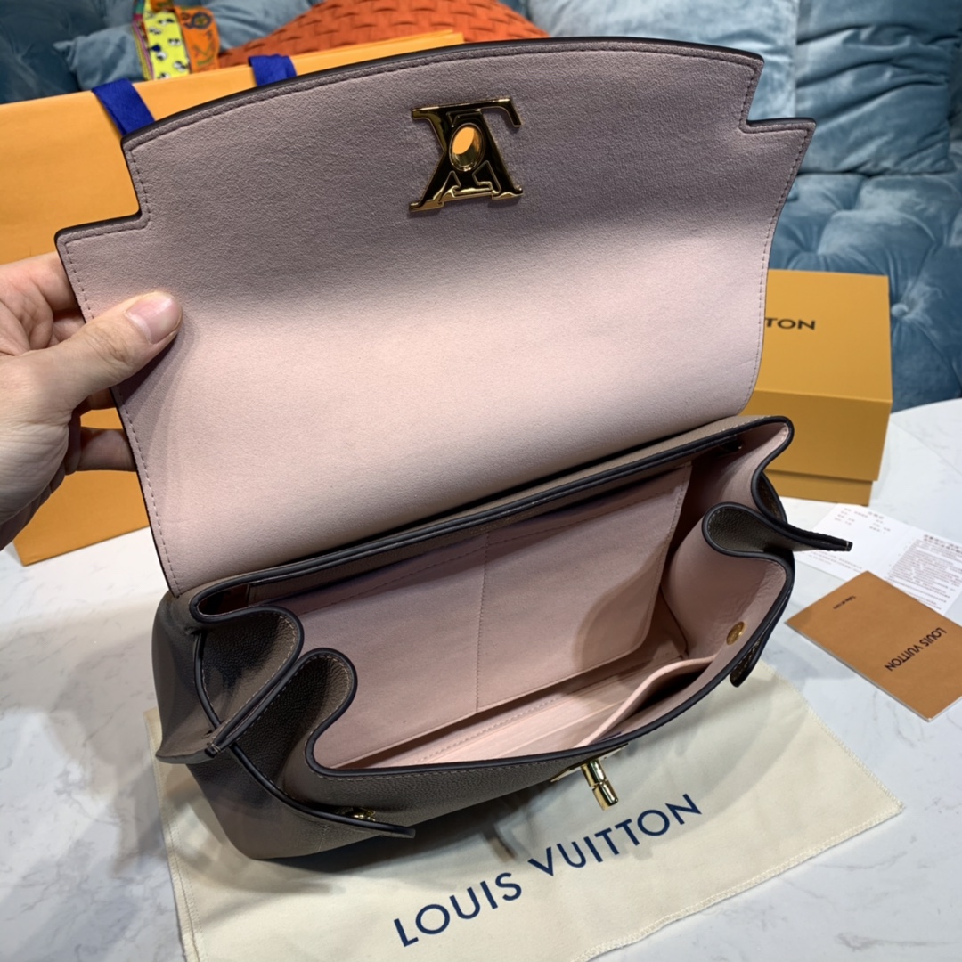 Louis Vuitton LOCKME EVER MM Shoudler Bag M56094 Greige Gray/Beige